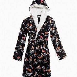 Very Bradley Cozy Life Robe Woodland Animals Sherpa Hood Waist Tie L/XL